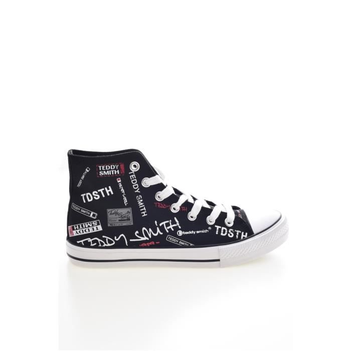 Baskets montantes toile logos TEDDY SMITH Noir Lacets