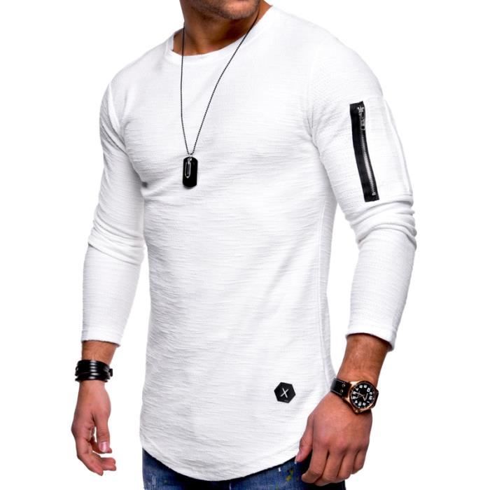 Tee shirt homme long blanc store