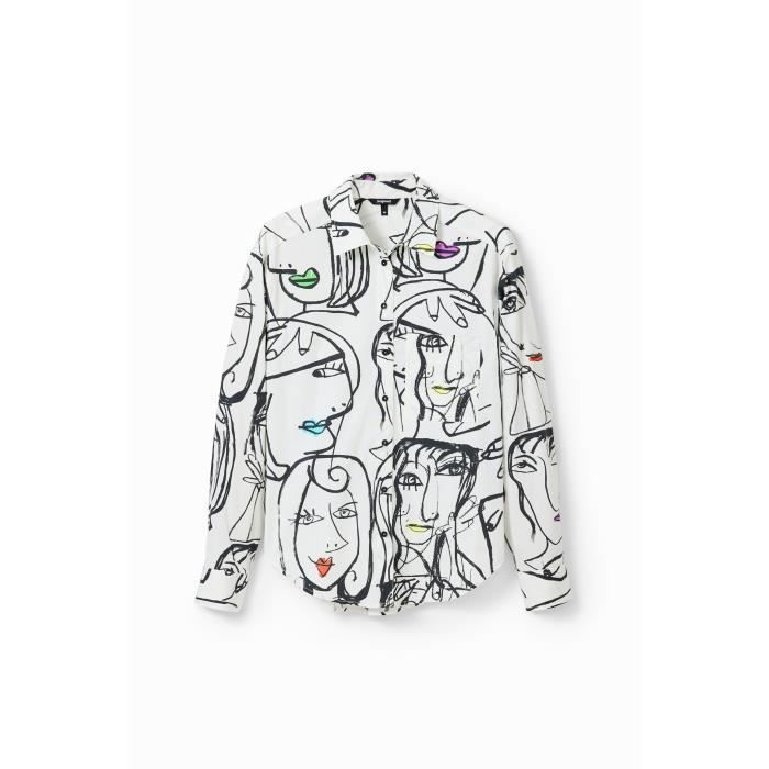Chemisier Femme Desigual Violet Motif Géométrique - Taille S - Manches Longues - Viscose Et Polyester