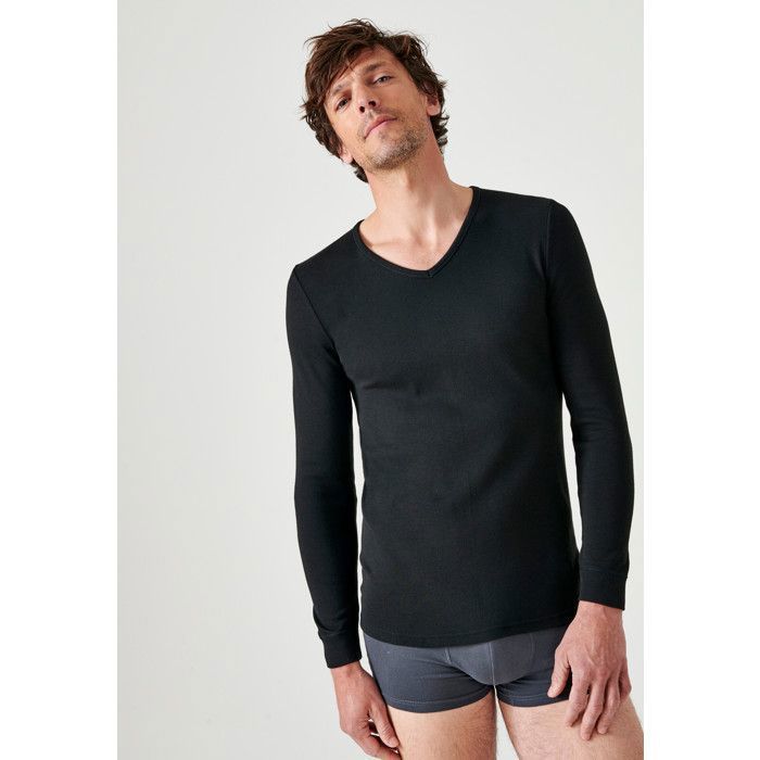 Damart - T-shirt Thermolactyl manches longues maille interlock - Noir Damart - T-shirt Thermolactyl manches longues maille interlock - Noir