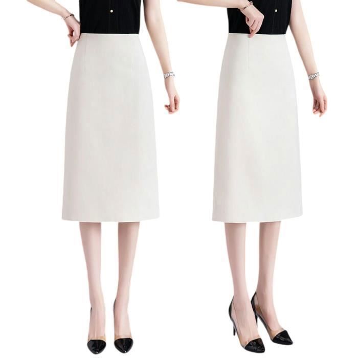 Jupe En Lin Taille Haute - Fente Avec Boutons - Coupe Fluide été - Grande Taille Disponible - 6