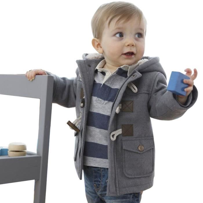 Manteau Bebe Enfant Garcon Hiver Blouson Duffle Coat Pour Bebe Fille A Capuche Epaisse Chaud Hoodies Gris Gris Cdiscount Pret A Porter