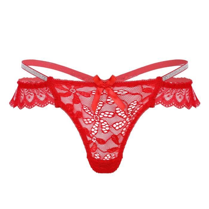 String Dentelle Pour Homme - Fesse Ouverte, Volants, élastique, Tailles M à XL, Polyester/dentelle