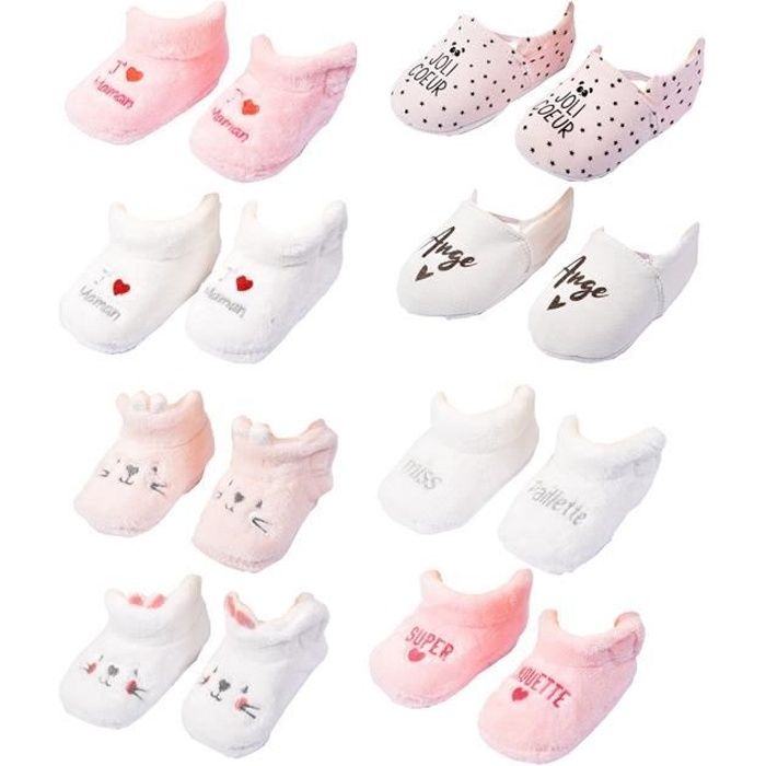 Chaussons bébé Cocooning Fantaisie - OZABI - Pack de 3 Paires Surprise GIRLS - Rose - Textile