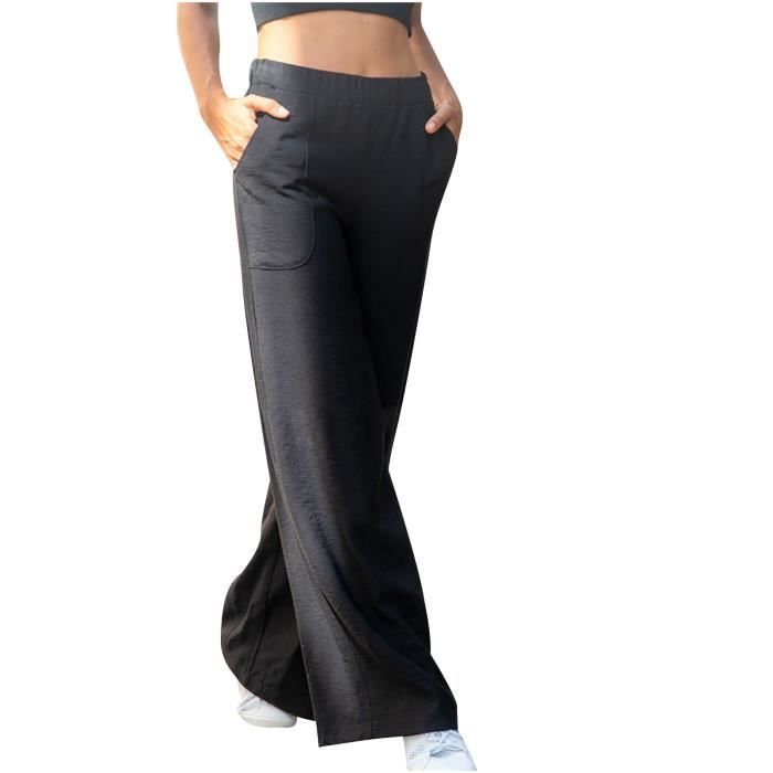 Pantalon Droit D contract En Coton Et Lin Taille lastique