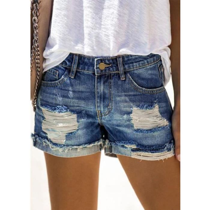 Jean Femme Déchiré Never Denim Taille 30 - Jambes 28, Bas Effilochés, Occasion Très Bon état