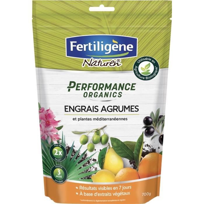 FERTILIGENE Engrais Performance Organics Agrumes, Plantes Méditerranéennes - 700 g