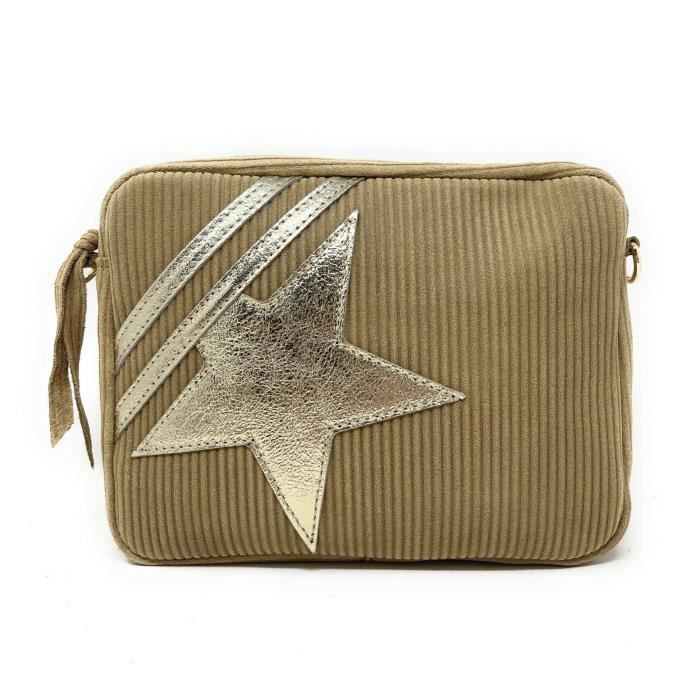 Sac bandouli re en cuir nubuck SILVER STAR Camel Achat Vente