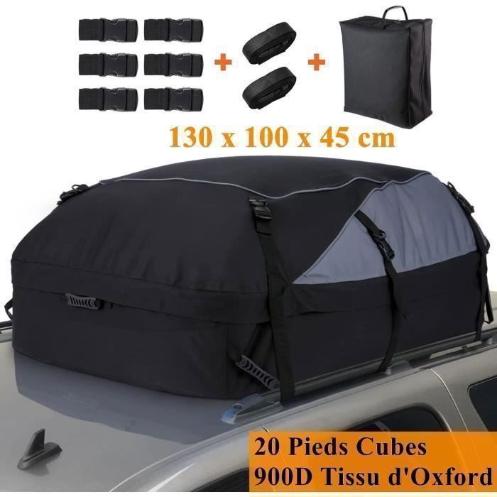 Coffre de toit - 580 Litres - 900D Tissu d'Oxford - 8 sangles - Sac De Toit Voiture imperméable- Pour diverses voitures