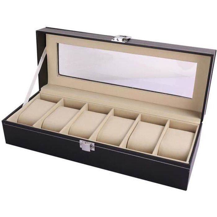 Organisateur / Présentoir à Montres - 6 Emplacements - Noir PU - Haute Qualité - Neuf Sans Étiquette