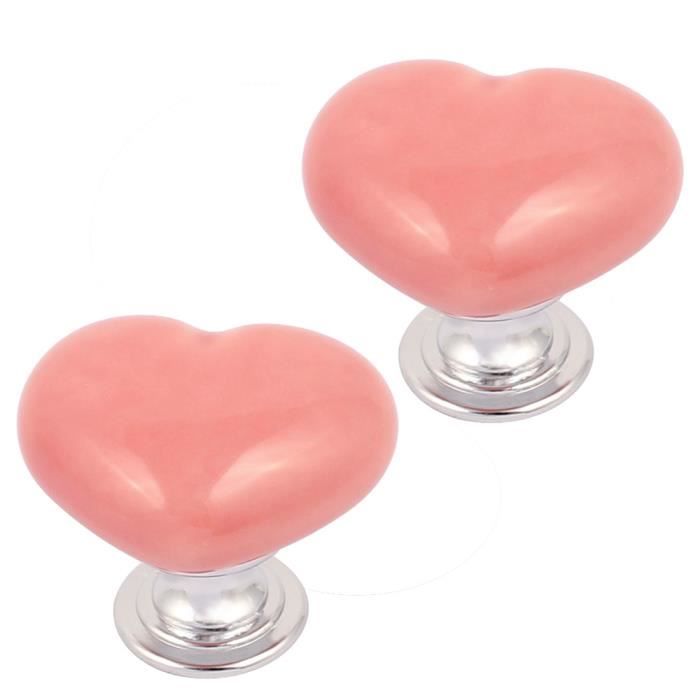 Large Rose Colore Boutons De Porte En Forme De Coeur Poignee De