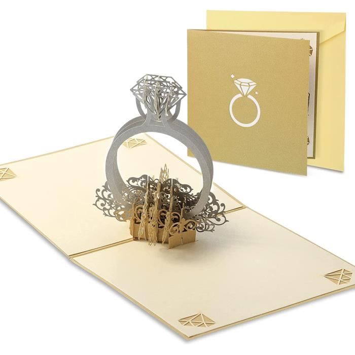 Boîte à Bague Fiançailles Fleur Rose 3D Pop Up - Proposition Mariage Saint Valentin - Rouge