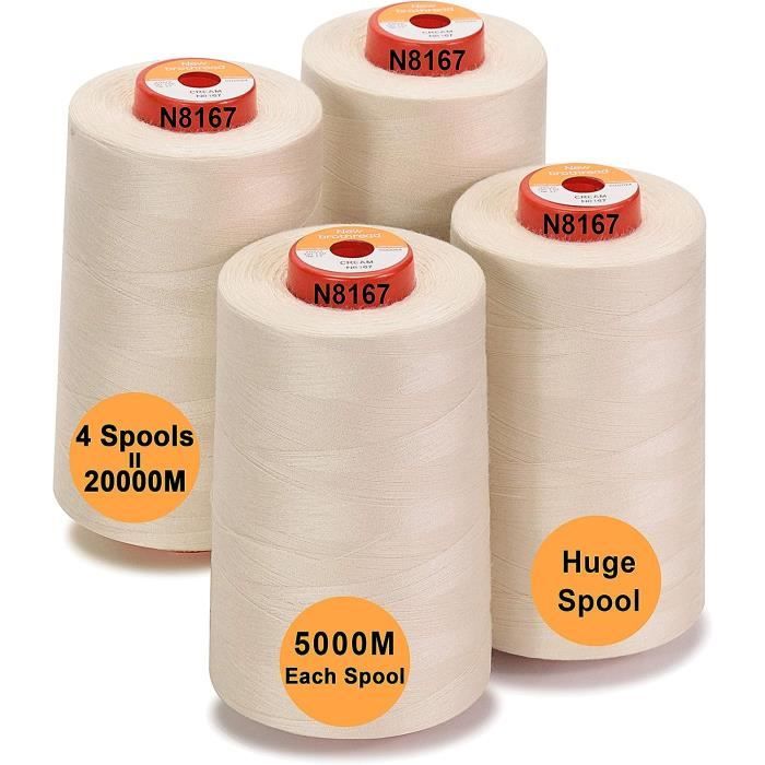 Cone de 5000 mètres de fil Polyester coats EPIC fil n° 120 couleur gris bobiné en France