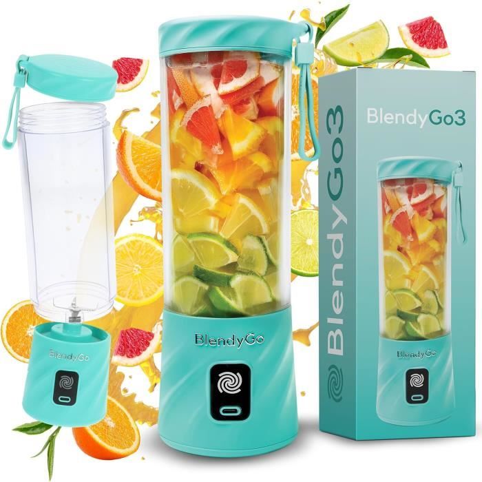 Mini Blender Smoothie, 450ml Mini Mixeur Smoothie avec 6 Lames, Mixeur Blender Portable
