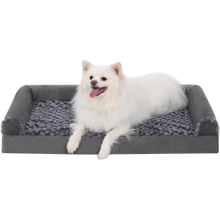 Meilleurs prix pour KSIIA Panier Chien Moyen Taille, 75x47x16cm, Orthopedique Canapé pour Chien, Lit pour Chien Housse Dehoussable et Lavable, Gris162
