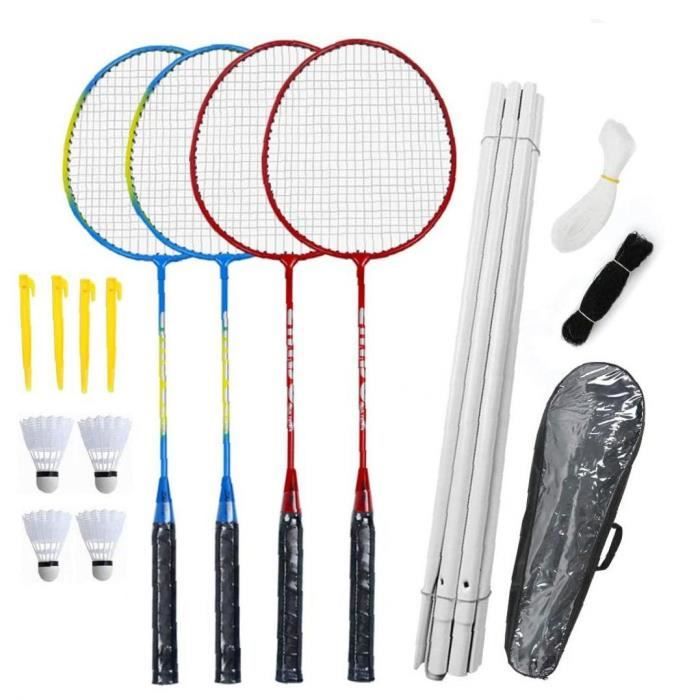 Raquettes de Badminton Set-4 Personne Badminton Ensemble avec Net pour Garden Setup Easy Setup Badminton Ensemble pour Enfants adult