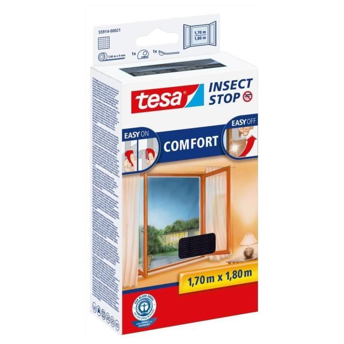 Lot de 5 Moustiquaires Insect Stop Comfort pour Porte-Fenêtres 170 m x 180 m Anthracite