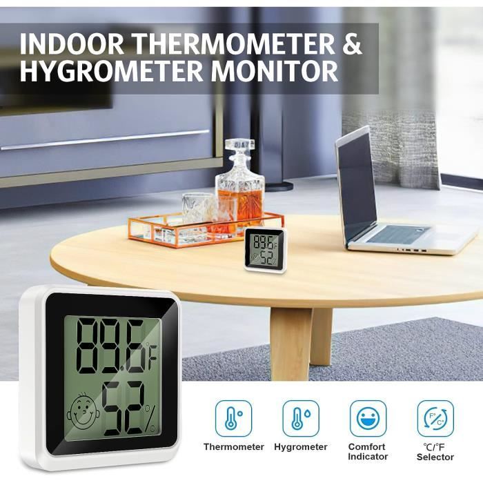 Lcd Intérieur Extérieur 2 En 1 Thermomètre Hygromètre ℃-℉ Mode Haute