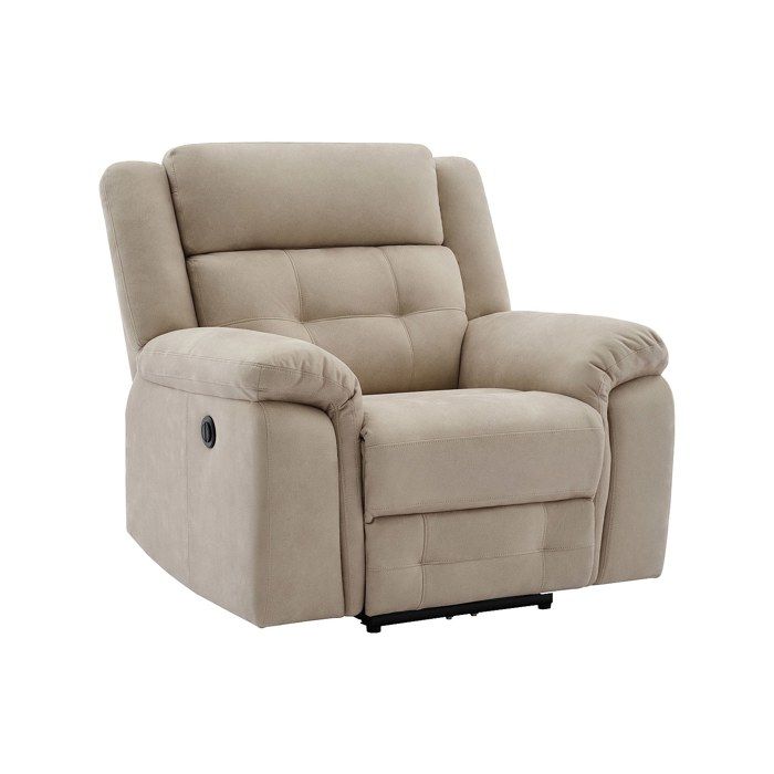 Fauteuil relax électrique en microfibre beige ORTIANO