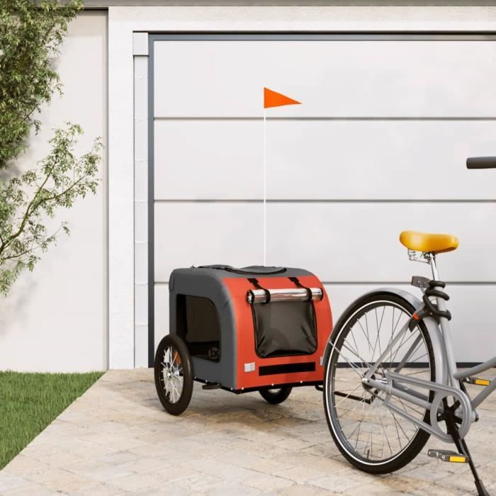 Remorque de vélo pour chien - VIDAXL - Orange et gris - Poids jusqu'à 45 kg - Vélo loisir - Adulte