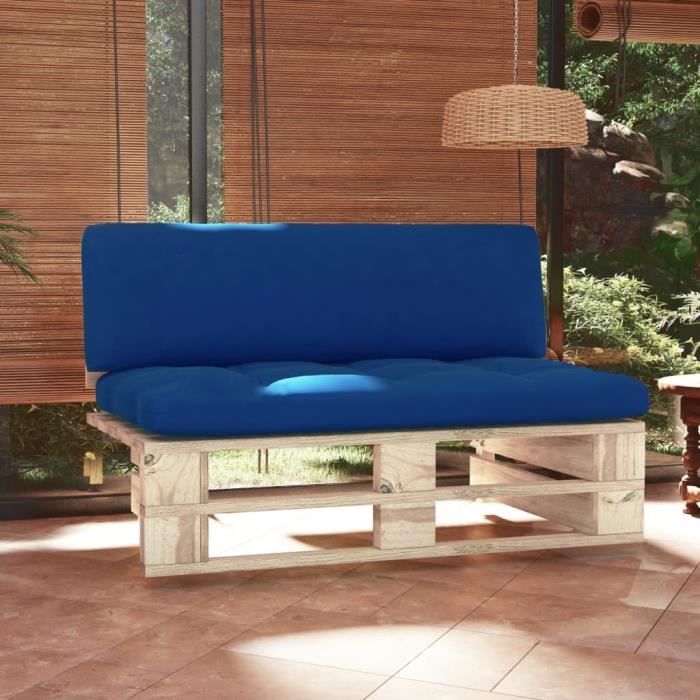 Canapé central palette de jardin bois de pin imprégné avec coussin - vue 7