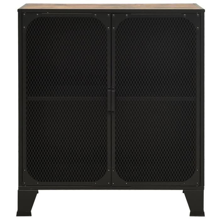 fhe - armoires | meubles de rangement - armoire de rangement marron rustique 72x36x82 cm métal et mdf - dx2635