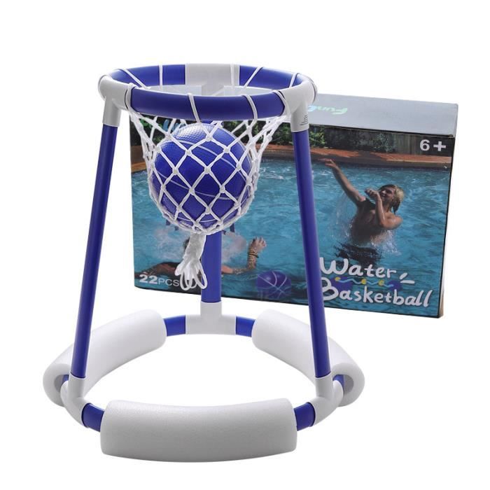 Panier De Basket Flottant Pour Piscine – Gonflable Avec 2 Ballons + Filet + Pompe – Jeu Aquatique Pour Enfants 3-7 Ans