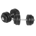 Physionics® Haltère / Poids de Musculation - 2 x 15 kg, 2 Barres Courtes et 4 Fermoirs -Disques pour Fitness, Set d'Haltères Courts-1