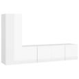 Ensemble de meuble TV suspendu - TMISHION - Blanc brillant - 90 cm - Meuble de salon - Contemporain - Design-1