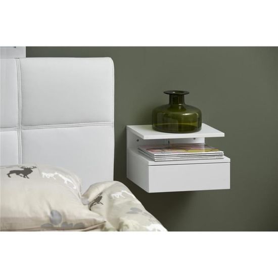 Table De Nuit A Suspendre Ashlan En Bois Blanc Laque Achat