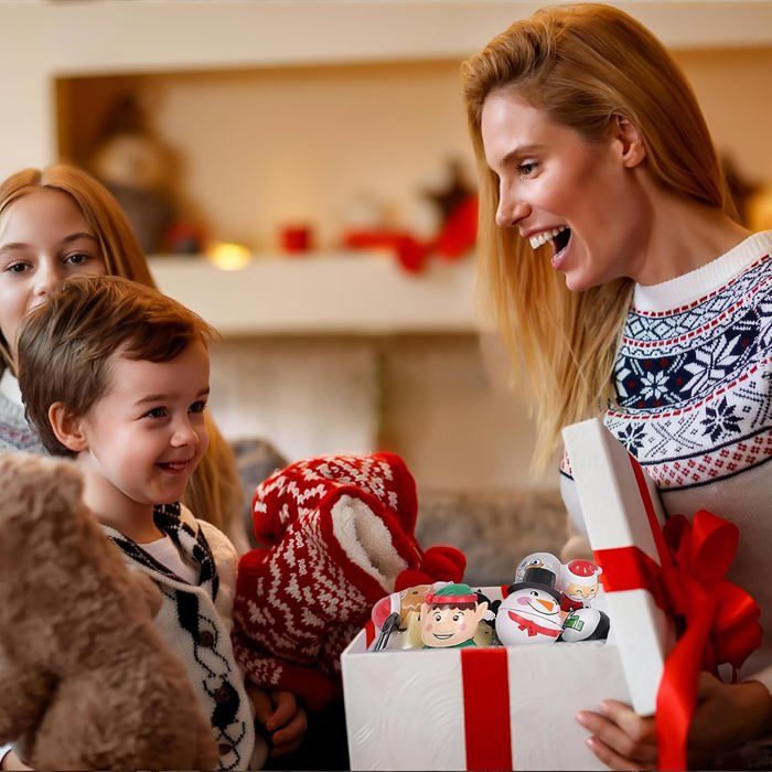 8 Jouets à Remonter De Noël - Père Noël, Renne, Bonhomme De Neige - Figurines Mécaniques Pour Enfants - Cadeau Calendrier De L'Avent