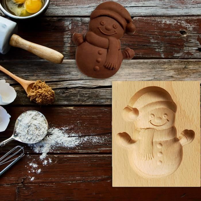 Minifinker - Moule sculpté de timbre de biscuit Timbre à biscuits Moule  sculpté Presse en bois Moule Biscuit Cutter Moule table set