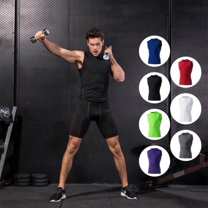 Ensemble T Shirt de Sport Compression pour homme collant de