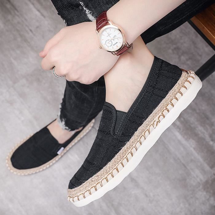 Espadrille homme cuir noir best sale