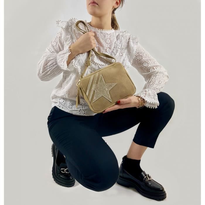 Sac bandouli re en cuir nubuck SILVER STAR Camel Achat Vente