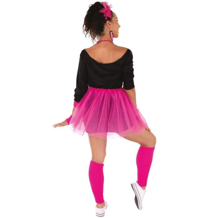 Costume Années 80 Pour Fille – 9 Pièces : Jupe Tutu, Bandeau Dentelle, Bijoux, Gants Résille, Jambières & Lunettes Fleurs – Look Rétro Disco