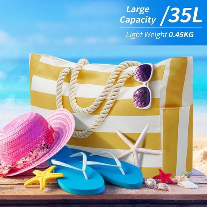 VICTERR Grand Sac de Plage ray imperm able pour Femmes XXL Sac a