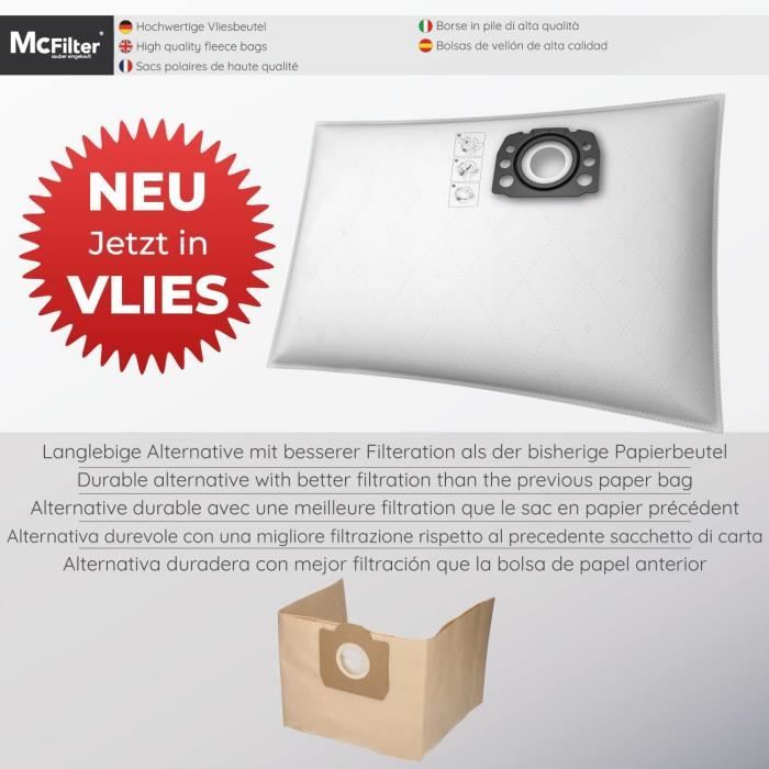 McFilter  10 sacs d'aspirateur + 1 filtre pour aspirateur Kärcher