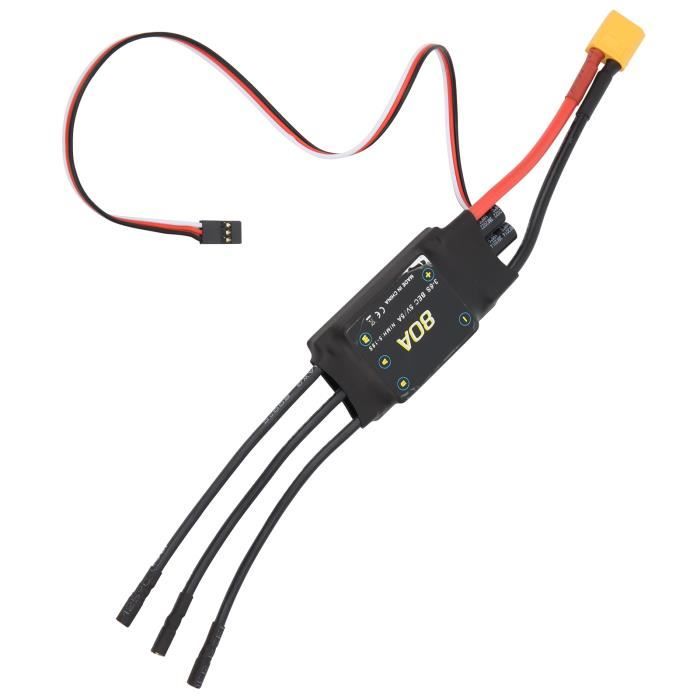 Contrôleur de vitesse électronique ESC 80 A sans balais pour avion, hélicoptère, accessoire de contrôleur de vitesse du moteur ESC (#1