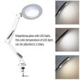 8X Lampe Loupe LED 3 Modes de Couleur 360 ° Rotation-20cm avec Clip en Métal Noir-2