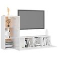Ensemble de meuble TV suspendu - TMISHION - Blanc brillant - 90 cm - Meuble de salon - Contemporain - Design-2
