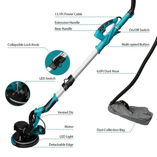 Ponceuse Girafe Ponceuse À Sec Ponceuse Murale De Plafond 750 W 225