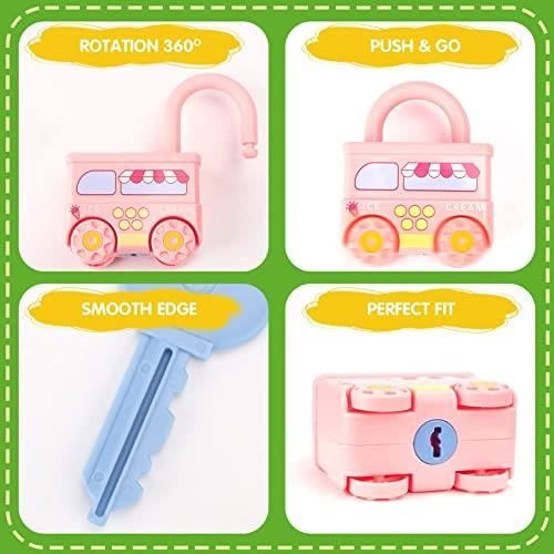 Jeu de clés et serrures pour enfants - ZGEER - Montessori - Parcours de motricité - Cadeau pour enfants - Jeux - Jouets