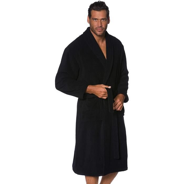 JP 1880 Homme Grandes Tailles Peignoir eponge col chale Tissu en Coton Noir 4XL 702388 10 4XL Cdiscount Maison