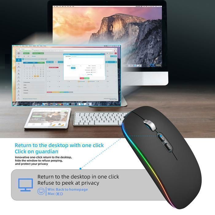 Souris Sans Fil Bluetooth EAGET - 1600 DPI, Rechargeable, 6 Boutons, Neuf
