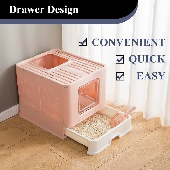 Lettiera per Gatti, 51 X 41 X 38 Cm Grande Toilette per Gatti Chiusa Con Design