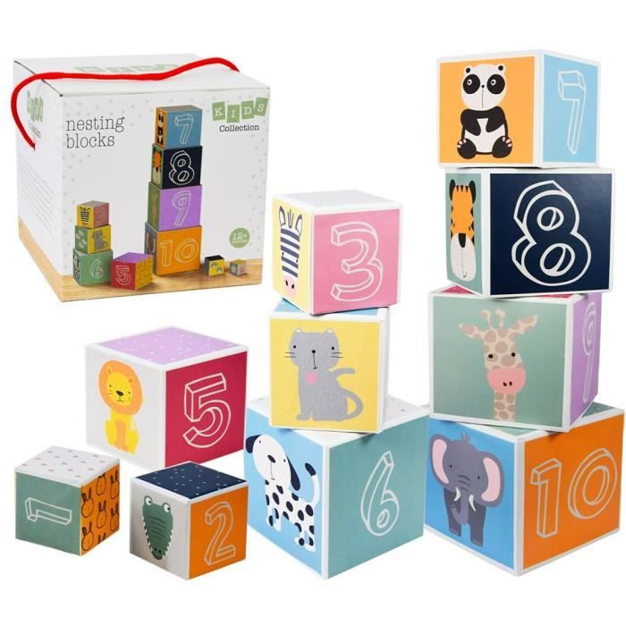 Djeco 10 cubes gigognes empilables Jouet d eveil Bebe 1 an - Cdiscount Jeux  - Jouets