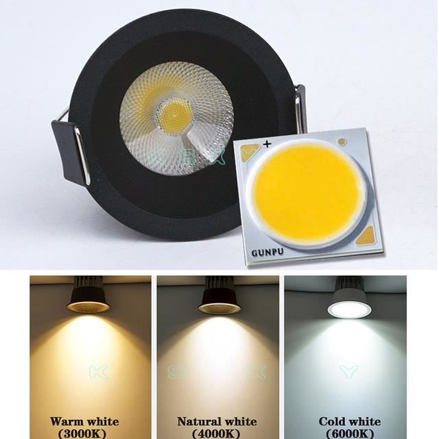 Downlight,Cold white 6000K-5W dimmable 220V-Black--Mini Spot Lumineux ...