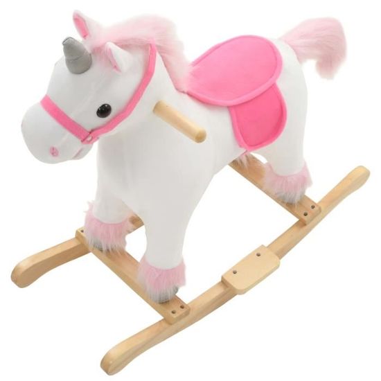 Licorne A Bascule Jouet A Bascule Bebe Bascule Enfant 6 36 Mois Garcons Et Filles Peluche 65 X 32 X 58 Cm Blanc Et Rose Cdiscount Jeux Jouets