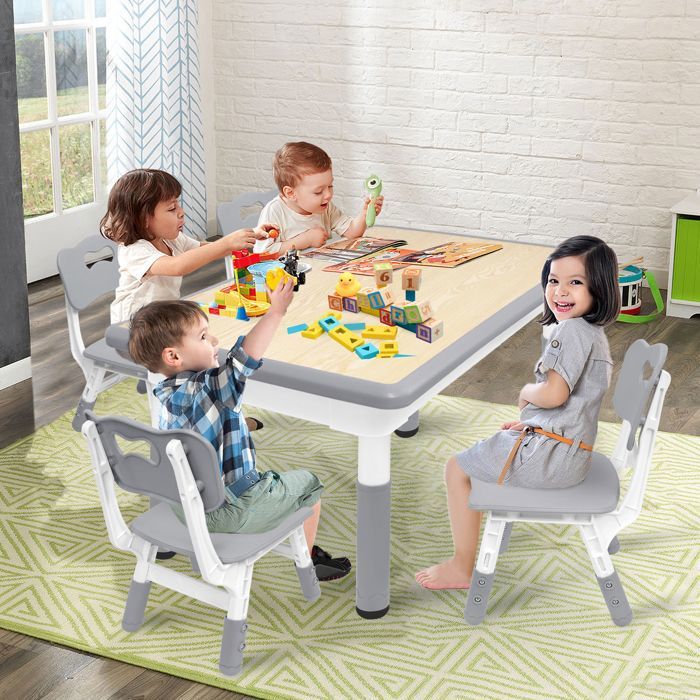 AufuN Table pour enfant avec 2 chaises, groupe de table à hauteur réglable, table et ensembles de chaises pour la maternelle, meubles en plastique, groupe de sièges pour garçons et filles, 80 AufuN Table pour enfant avec 2 chaises, groupe de table à hauteur réglable, table et ensembles de chaises pour la maternelle, meubles en plastique, groupe de sièges pour garçons et filles, 80